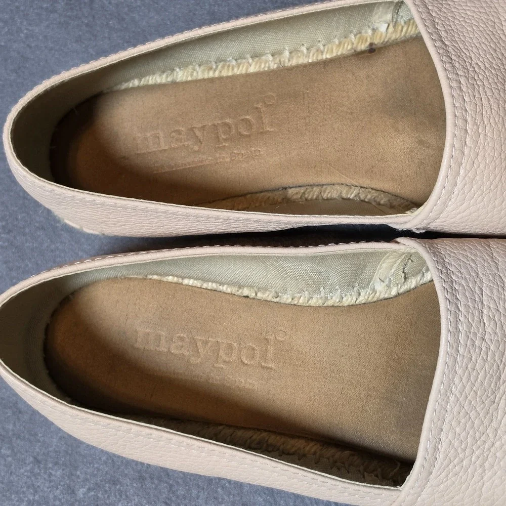 Maypol Espadrilles Lt Pink Pebbled Leather Slip On Shoes Wmn's 40 / US 9.5